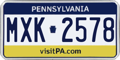 PA license plate MXK2578