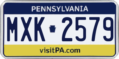 PA license plate MXK2579