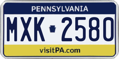 PA license plate MXK2580