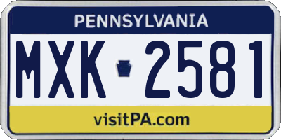 PA license plate MXK2581