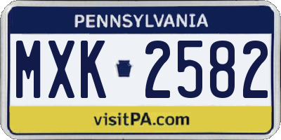 PA license plate MXK2582