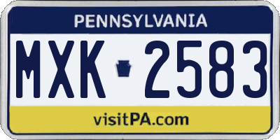 PA license plate MXK2583