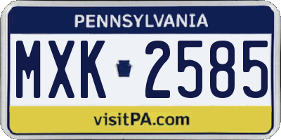 PA license plate MXK2585