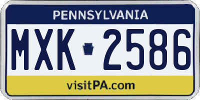 PA license plate MXK2586