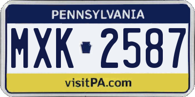 PA license plate MXK2587