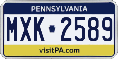 PA license plate MXK2589