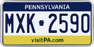 PA license plate MXK2590