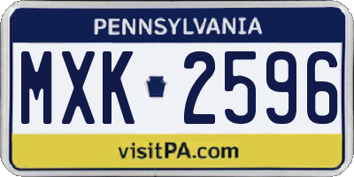 PA license plate MXK2596