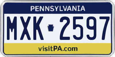 PA license plate MXK2597