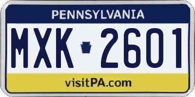 PA license plate MXK2601
