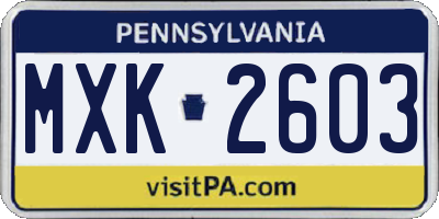 PA license plate MXK2603