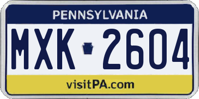 PA license plate MXK2604