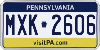 PA license plate MXK2606
