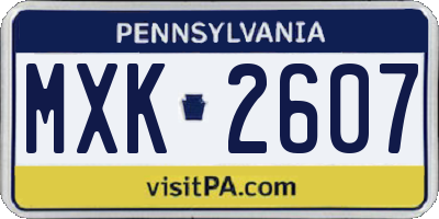 PA license plate MXK2607
