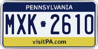 PA license plate MXK2610