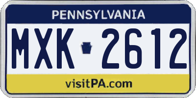 PA license plate MXK2612