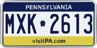 PA license plate MXK2613