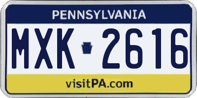 PA license plate MXK2616