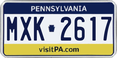 PA license plate MXK2617