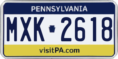 PA license plate MXK2618