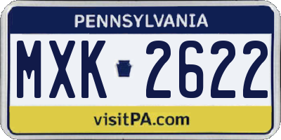 PA license plate MXK2622