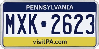 PA license plate MXK2623