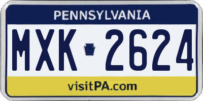 PA license plate MXK2624