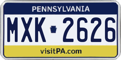 PA license plate MXK2626