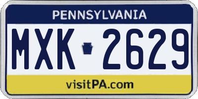 PA license plate MXK2629