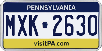 PA license plate MXK2630
