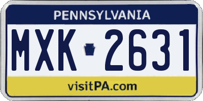 PA license plate MXK2631