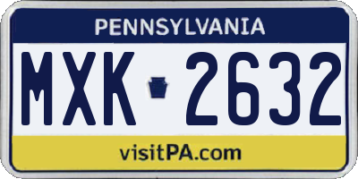 PA license plate MXK2632