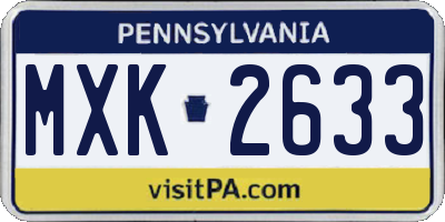 PA license plate MXK2633