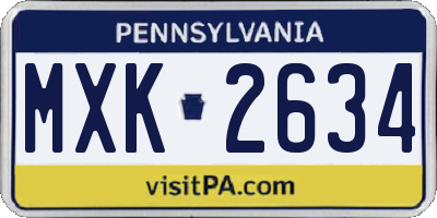 PA license plate MXK2634