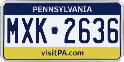 PA license plate MXK2636