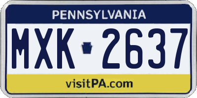 PA license plate MXK2637
