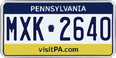 PA license plate MXK2640