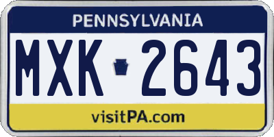 PA license plate MXK2643