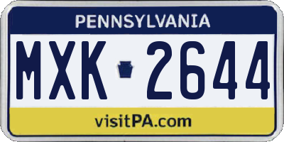 PA license plate MXK2644