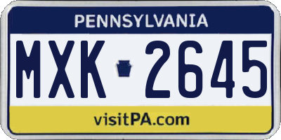 PA license plate MXK2645