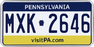 PA license plate MXK2646