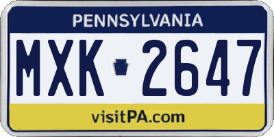 PA license plate MXK2647