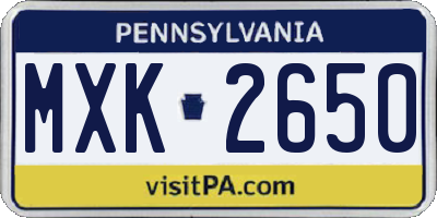 PA license plate MXK2650