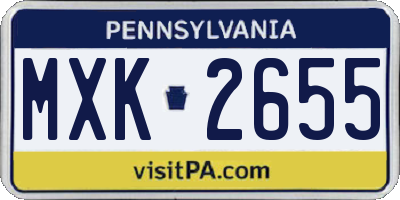 PA license plate MXK2655