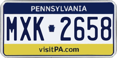 PA license plate MXK2658