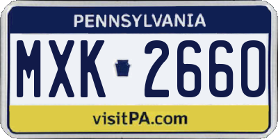 PA license plate MXK2660