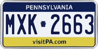 PA license plate MXK2663