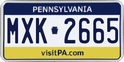 PA license plate MXK2665
