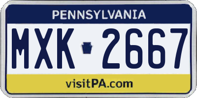 PA license plate MXK2667