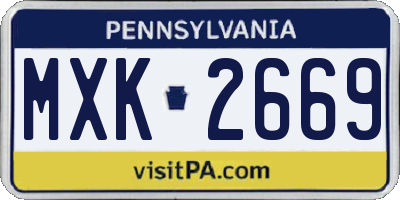 PA license plate MXK2669